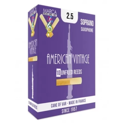 Boîte de 10 anches de Saxophone Soprano MARCA AMERICAN VINTAGE : Une alchimie exceptionnelle pour un son de jazz légendaire. Découvrez les caractéristiques et avantages de cette anche non grattée, flexible et puissante, recommandée pour les prestations en